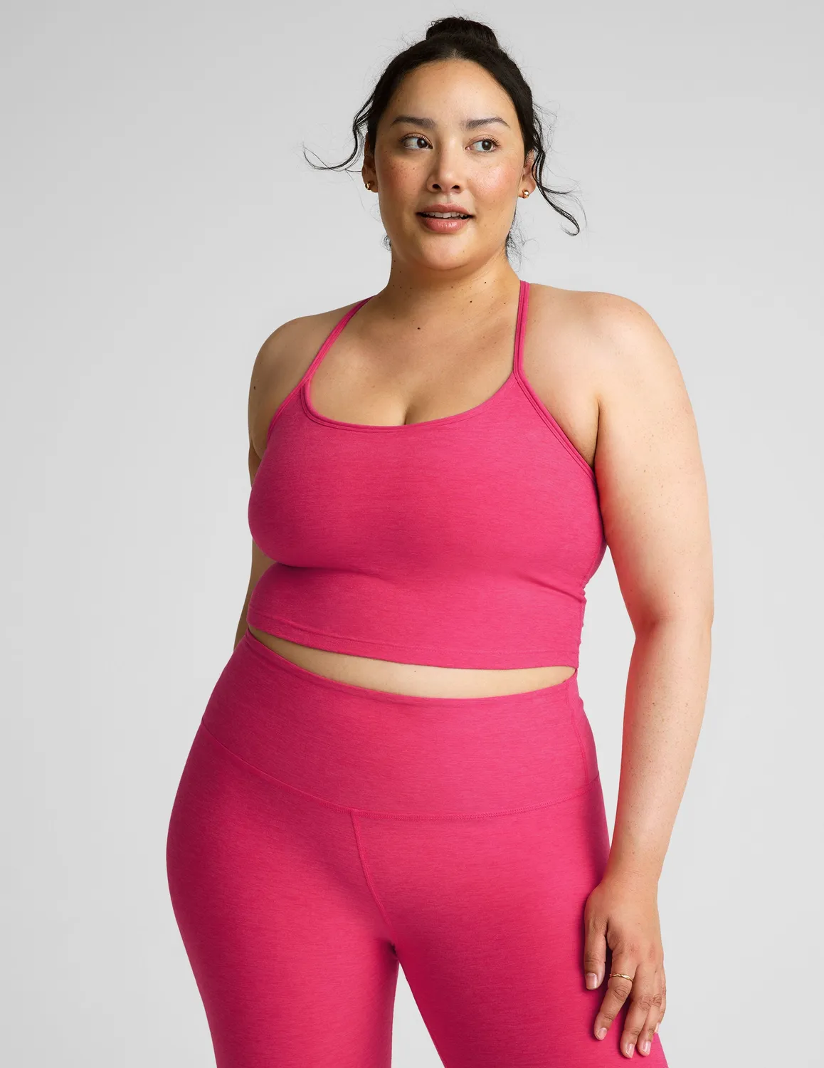 Beyond Yoga Spacedye Slim Racerback Cropped Tank linne Vivid Pink
