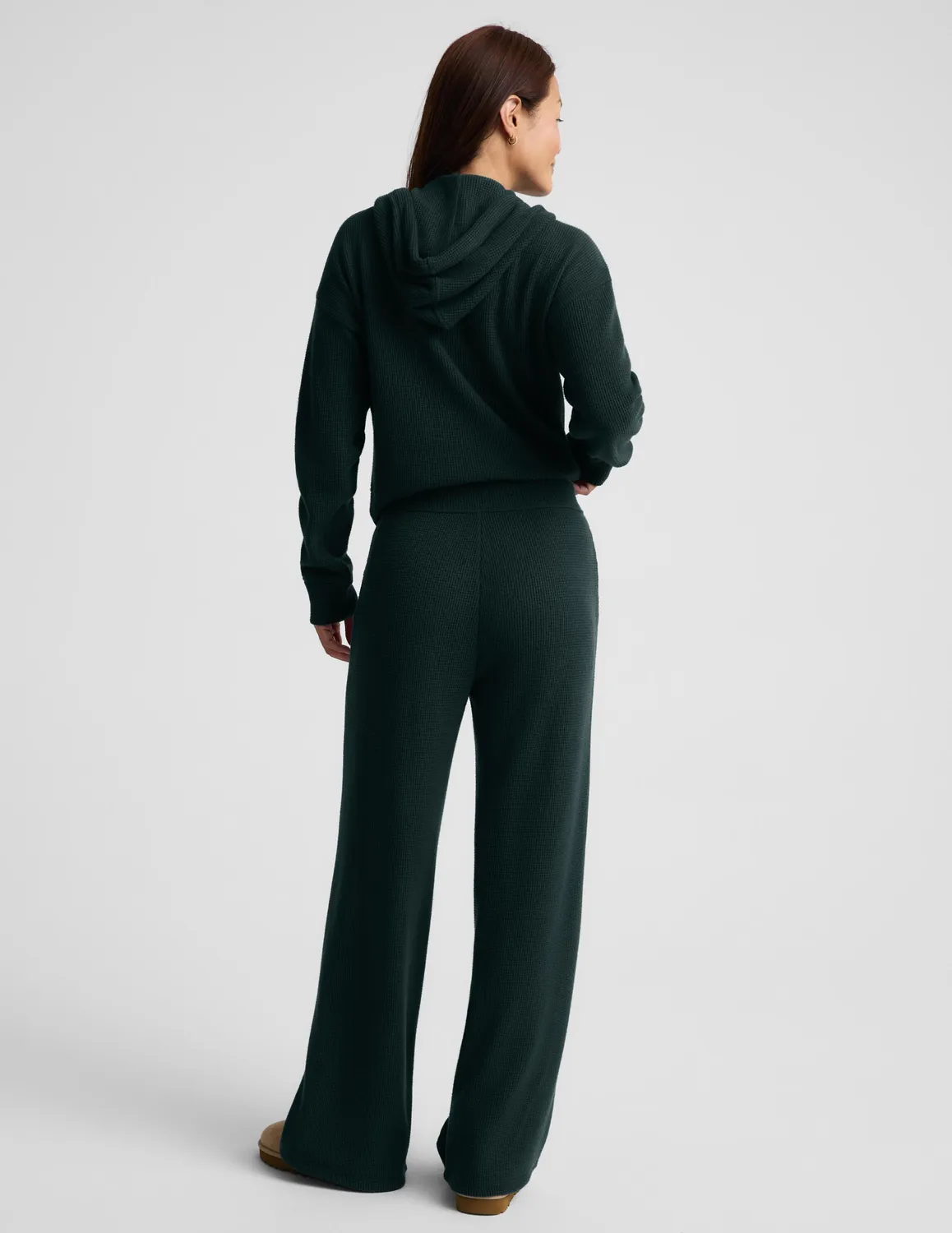 Beyond Yoga Rest Day Waffle Wide Leg Pant mjukisbyxor grön fickor