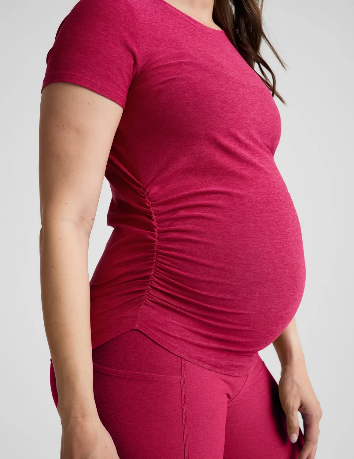 Beyond Yoga Featherweight One & Only Maternity Tee t-shirt Berry Red Heather