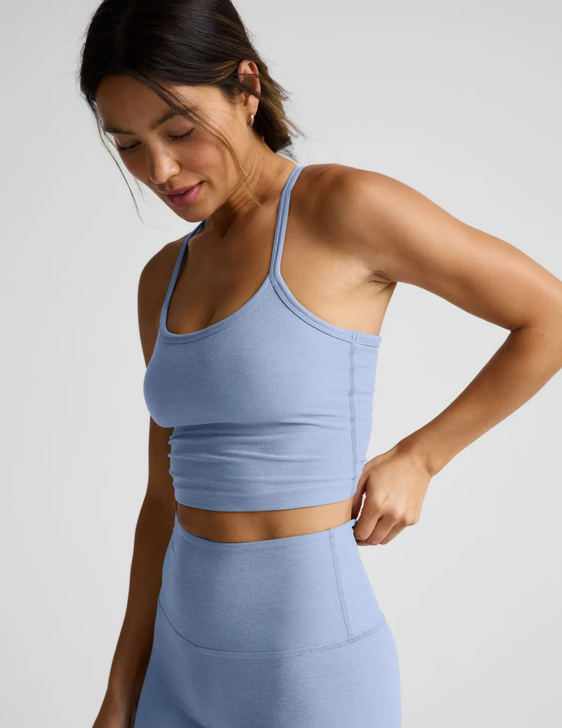 Beyond Yoga Spacedye Slim Racerback Cropped Tank linne Pastel Periwinkle med BH