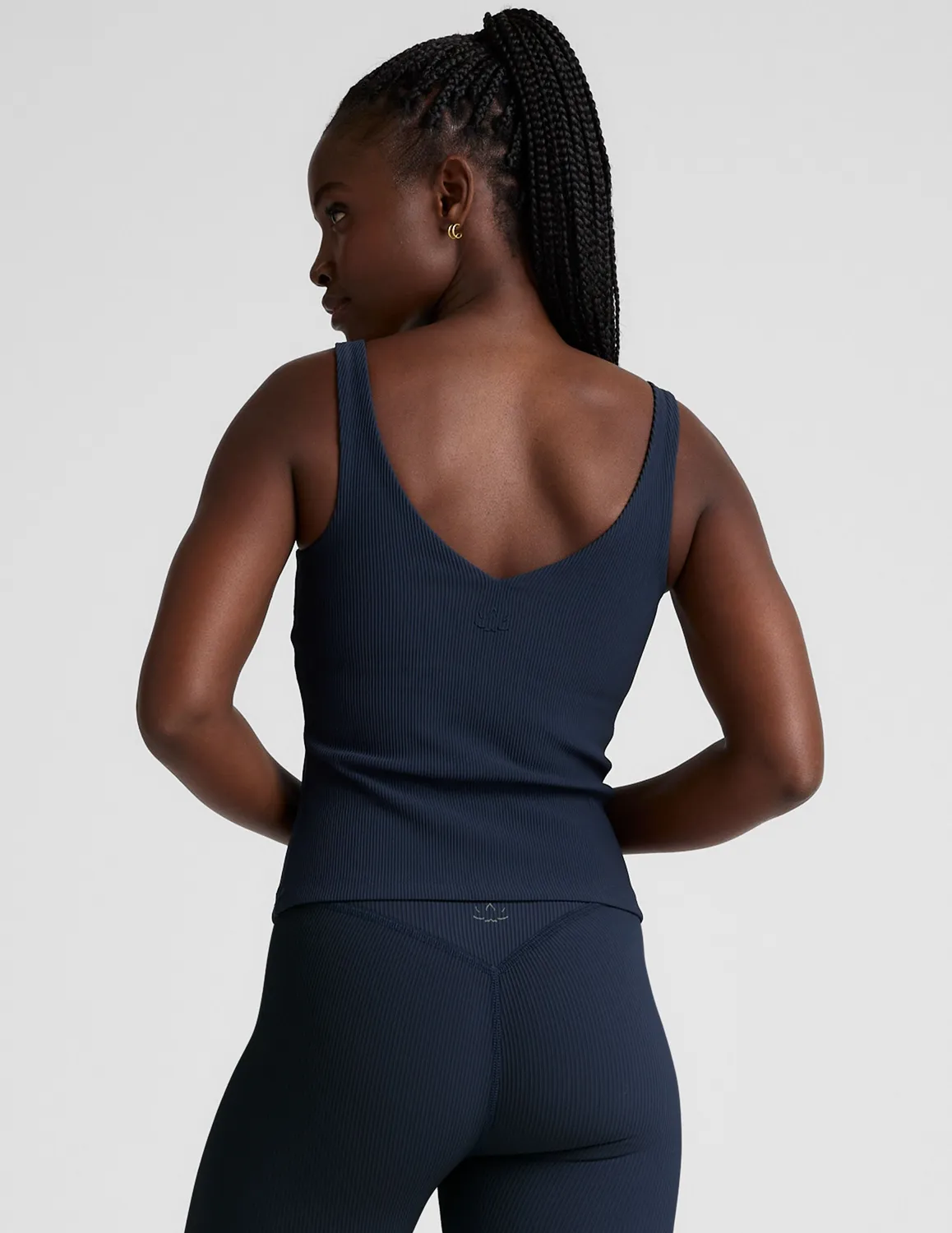 Beyond Yoga Impulse Ribbed Classic Tank träningstopp Nocturnal Navy ribbad