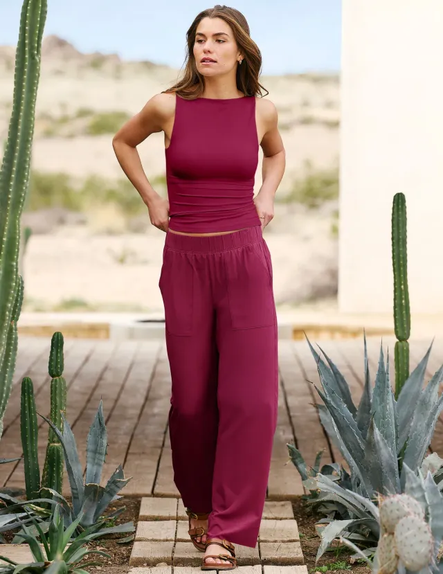 Beyond Yoga Easy Wide Leg Pant 31" byxor Sangria vinröd