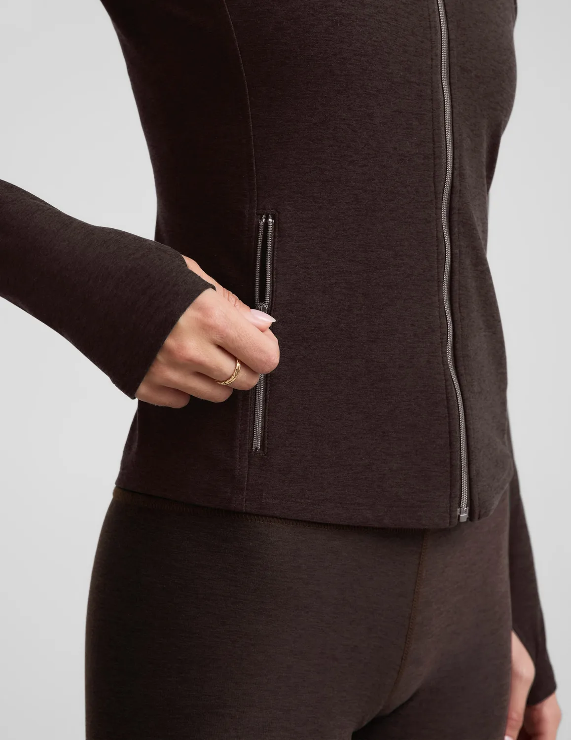 Beyond Yoga Spacedye High Definition Long Jacket jacka brun stretch