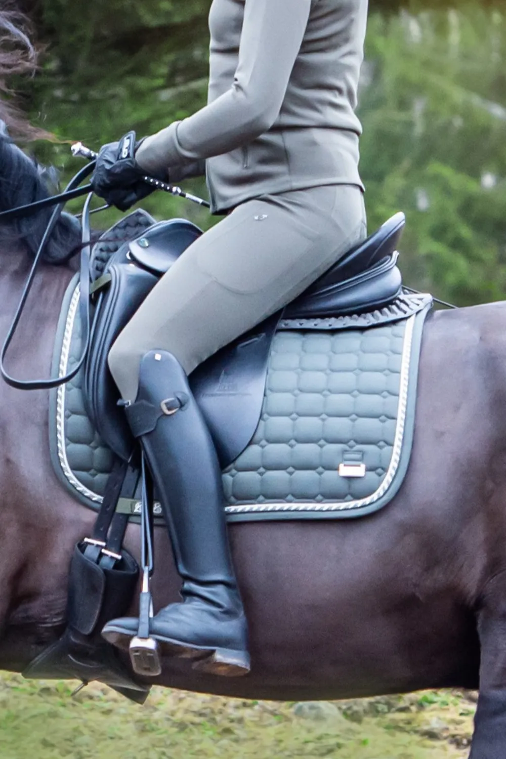 ZacZess Dressage Olive dressyrschabrak grön Full Quick Dry