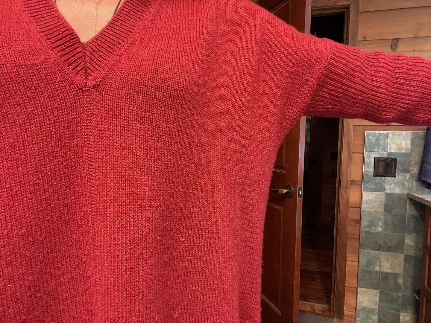 Beyond Yoga Wool-Cashmere V-Neck tröja Dark Chocolate