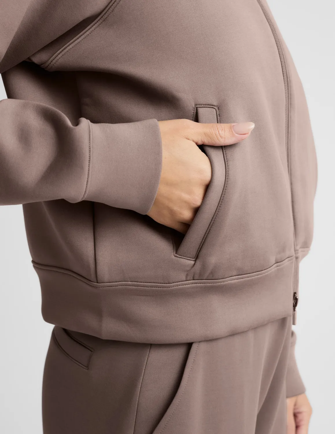 Beyond Yoga In The Flow Bomber bomberjacka Cappuccino med fickor