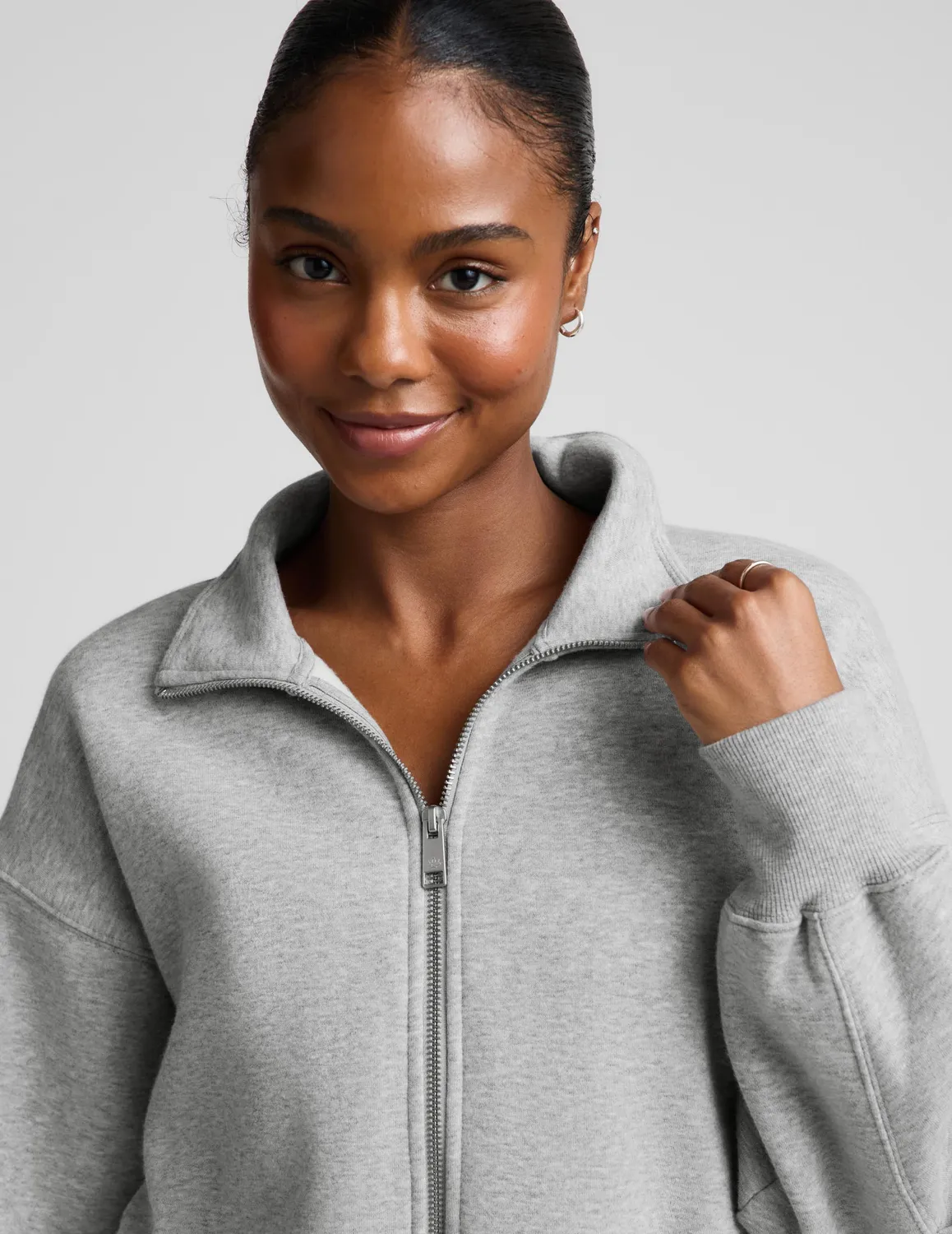 Beyond Yoga LuxeFleece 2.0 Double Zip Jacket Jacka Heather Gray