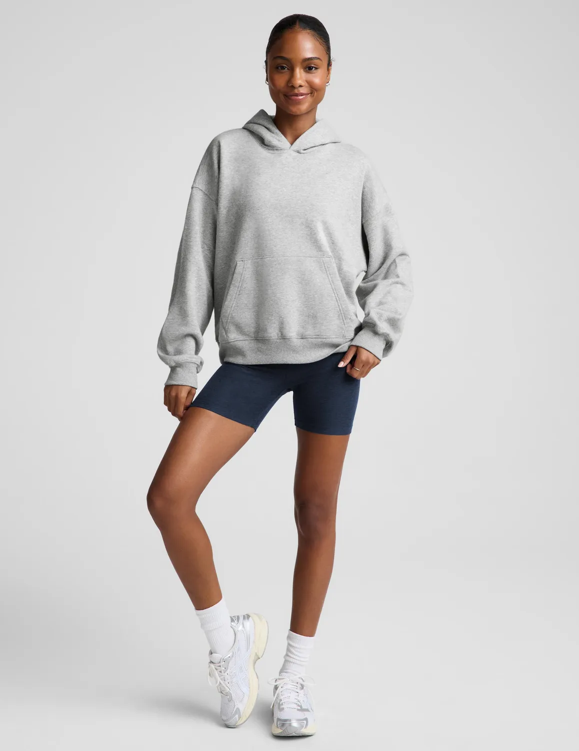 Beyond Yoga LuxeFleece 2.0 Hoodie hoodtröja Heather Gray bomull