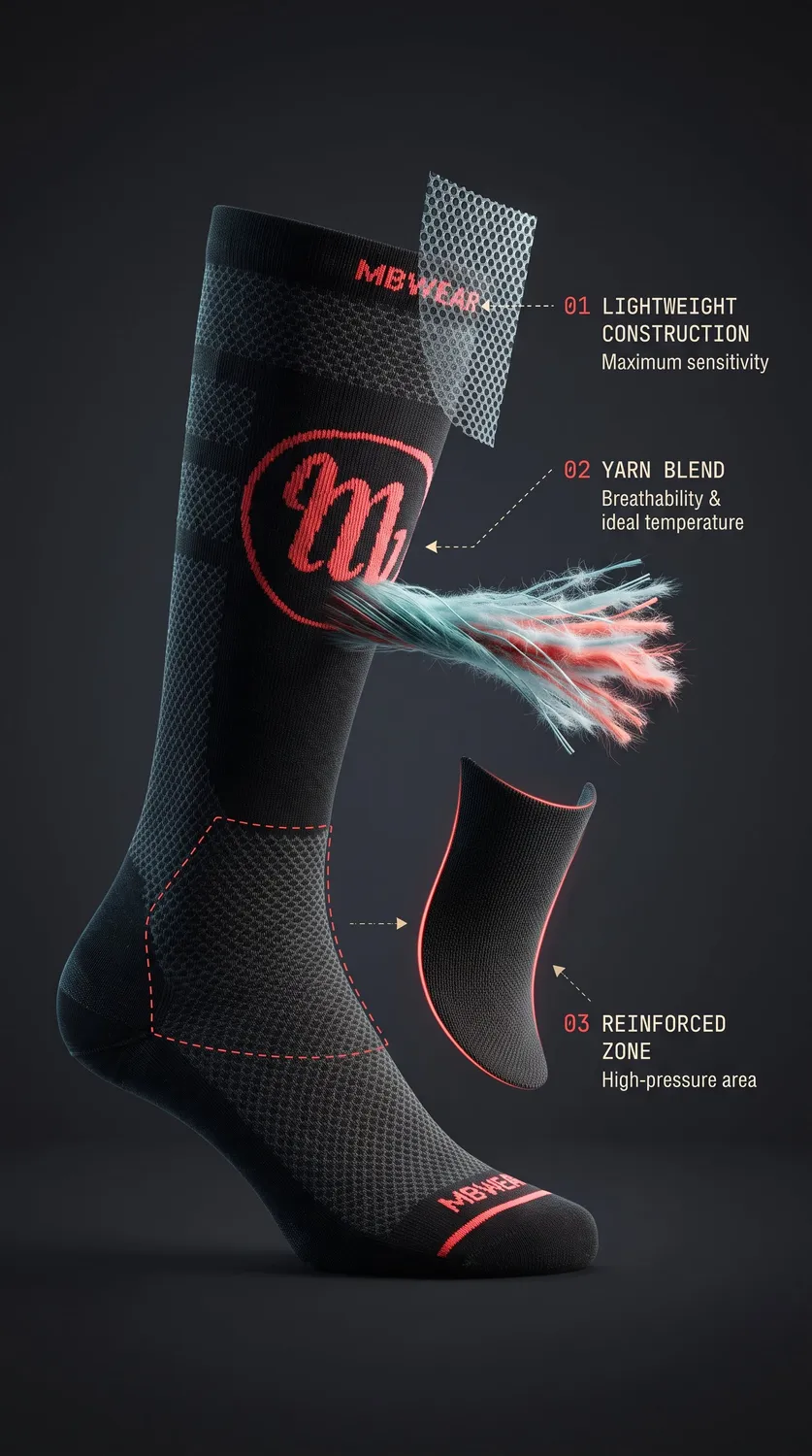 MB Wear Pro Gran Risa skidstrumpor svartröd ullmix