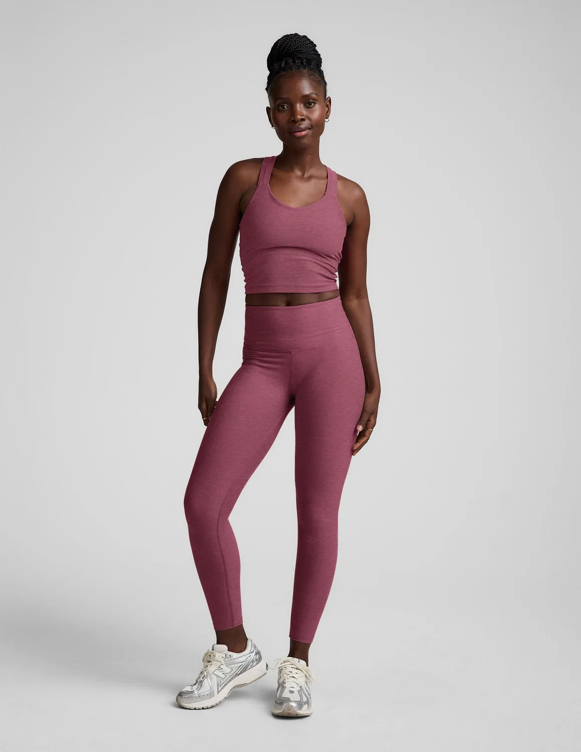 Beyond Yoga Spacedye Twist Through Cropped Tank träningstopp Smooth Mauve BH