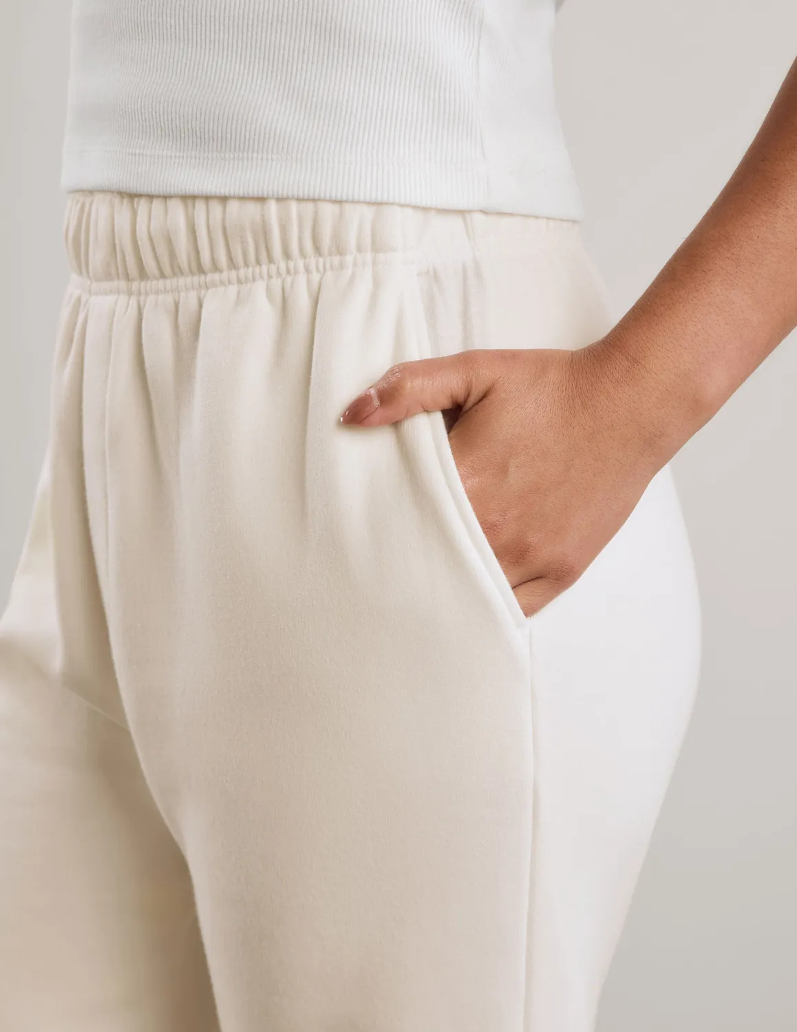 Beyond Yoga LuxeFleece 2.0 Sweatpant 31" mjukisbyxor vit