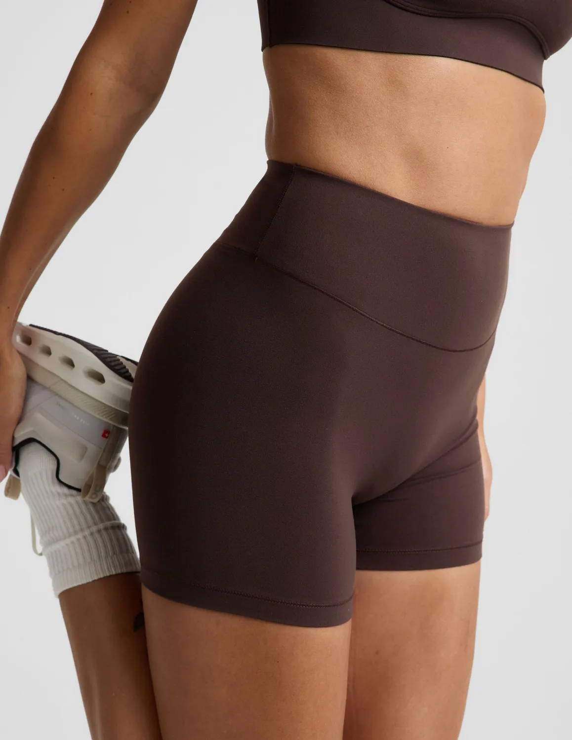 Beyond Yoga glowzone 4" bikershorts Cocoa Plum hög midja