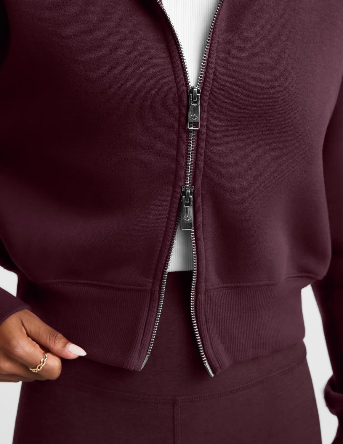 Beyond Yoga LuxeFleece 2.0 Double Zip jacka Cabernet