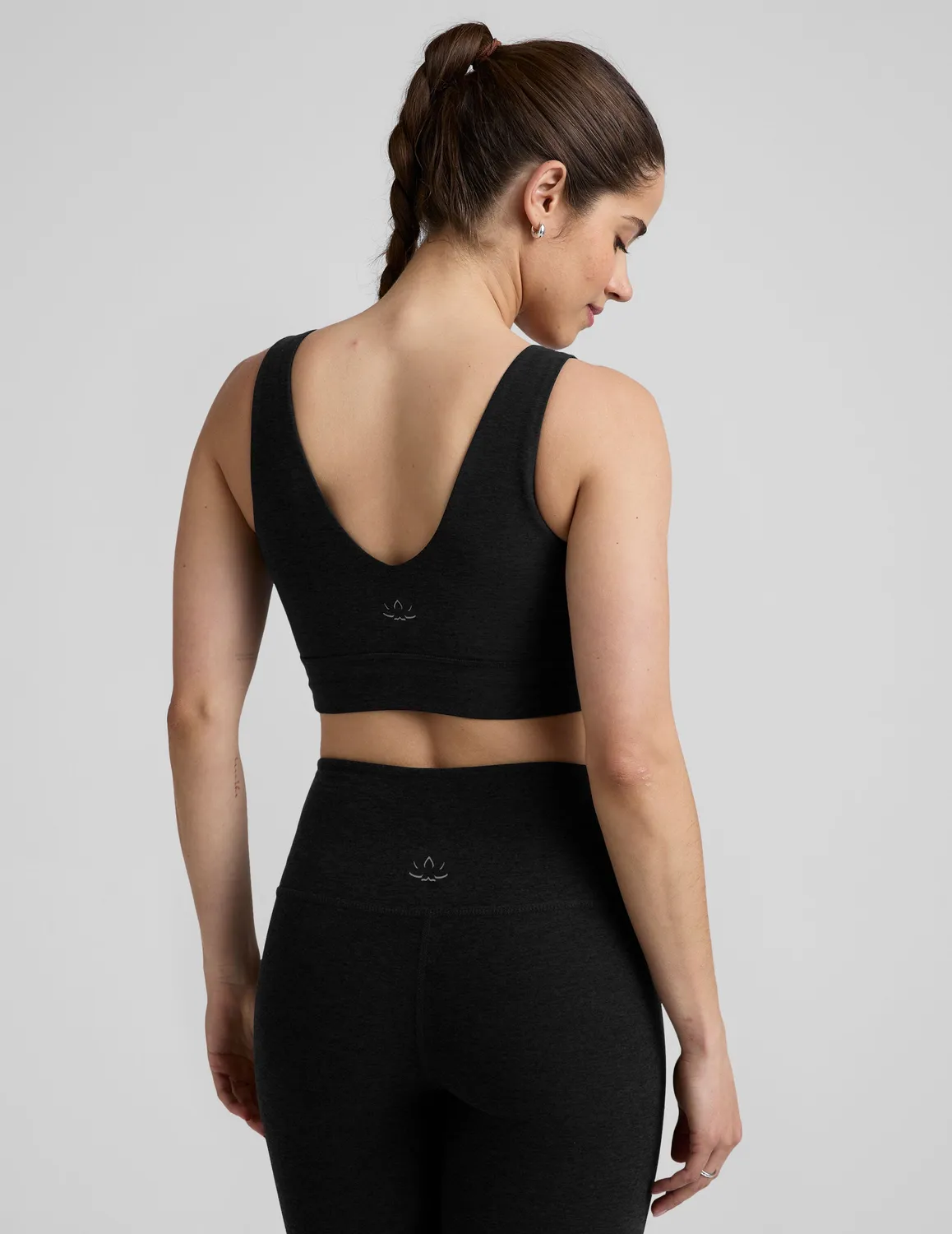 Beyond Yoga Spacedye Good Day Long Line sport-bh Darkest Night mjuk