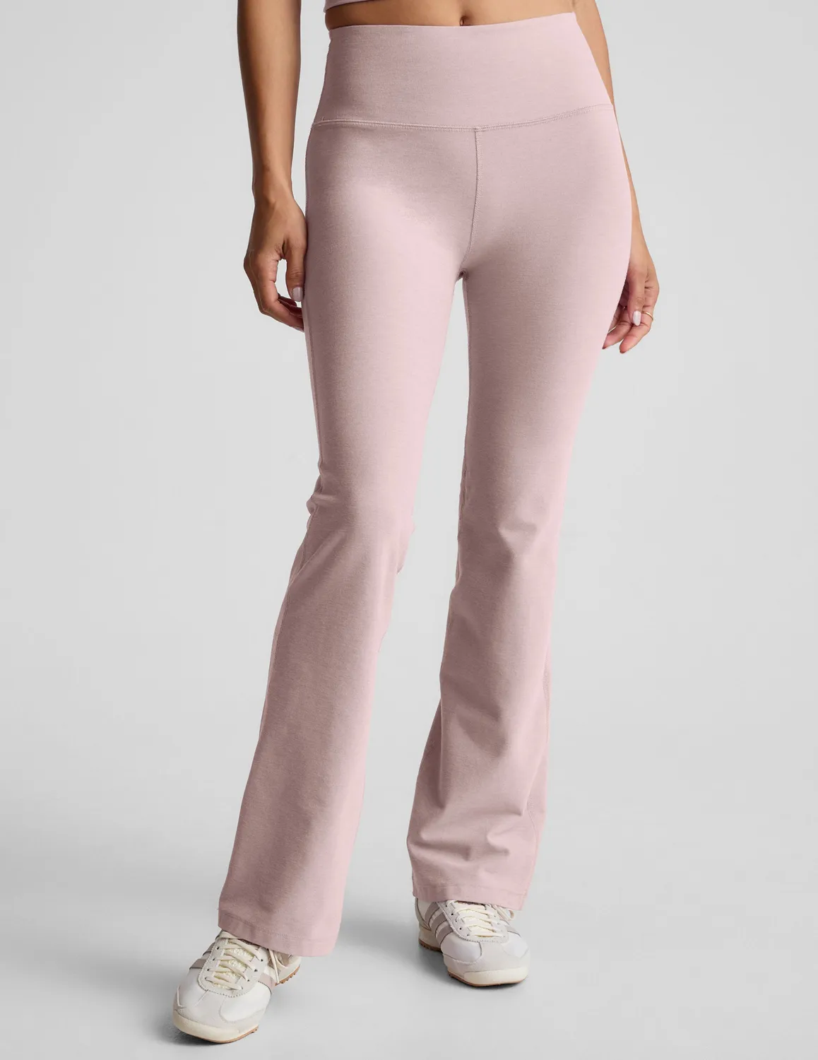 Beyond Yoga Spacedye Practice High Waisted Bootcut Pant yogabyxor Pale Pink Heather
