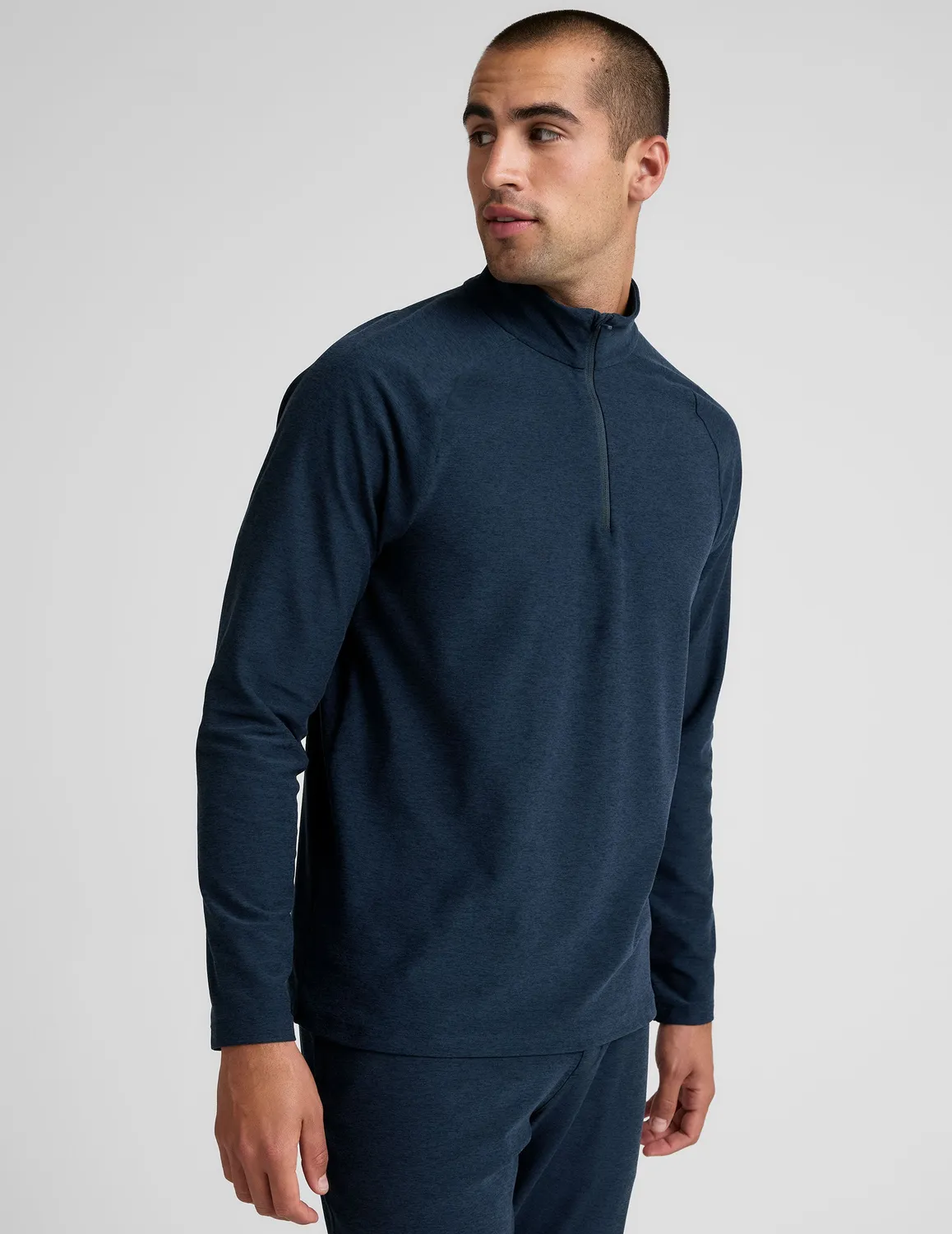 Beyond Yoga Spacedye Terrain quarter zip tröja Nocturnal Navy herr