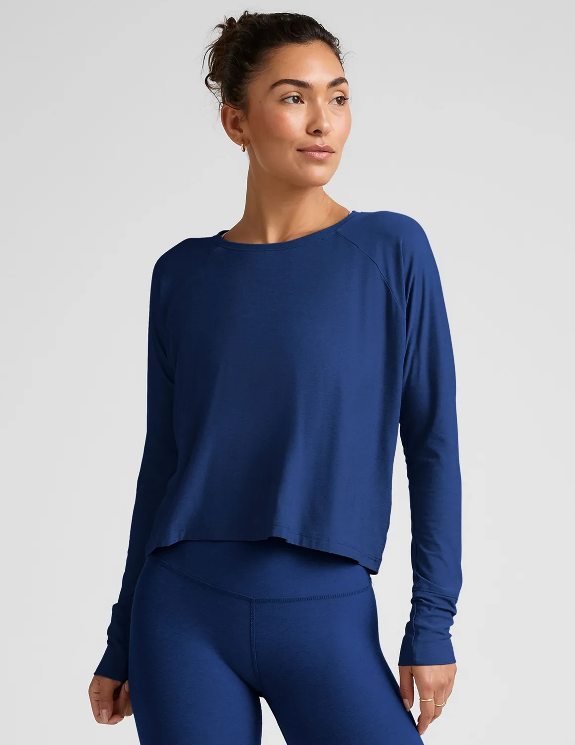 Beyond Yoga Featherweight Daydreamer Pullover långärmad topp marine blue tunn