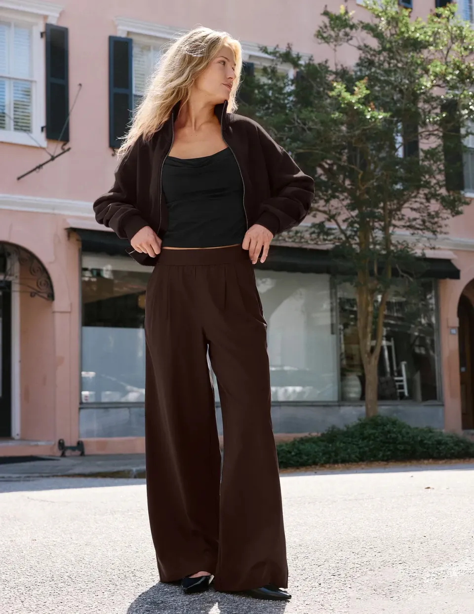 Beyond Yoga Elasticated Wide Leg Pant 29" byxor Iced Mocha vida