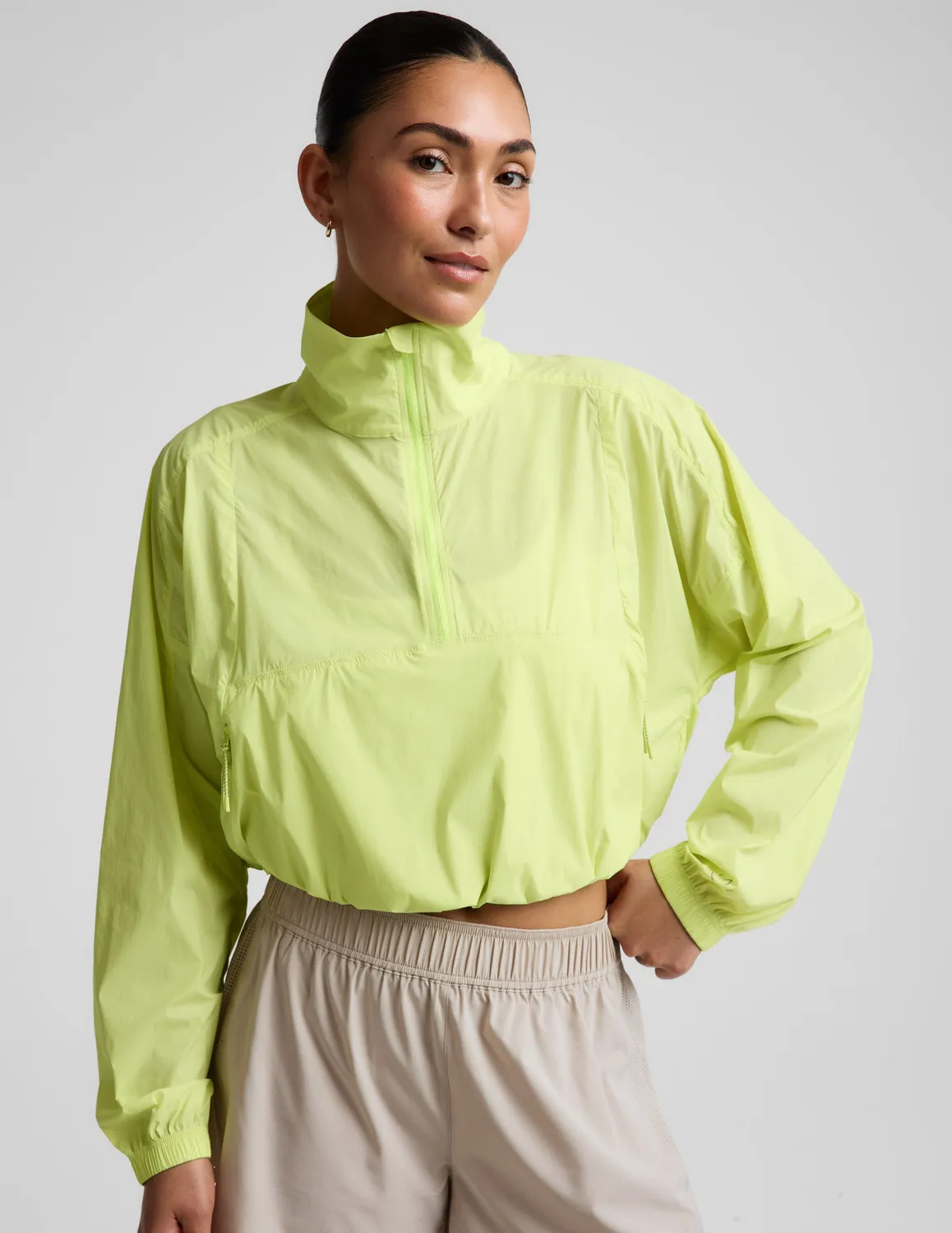 Beyond Yoga Places To Go Half Zip jacka lime UPF 50+