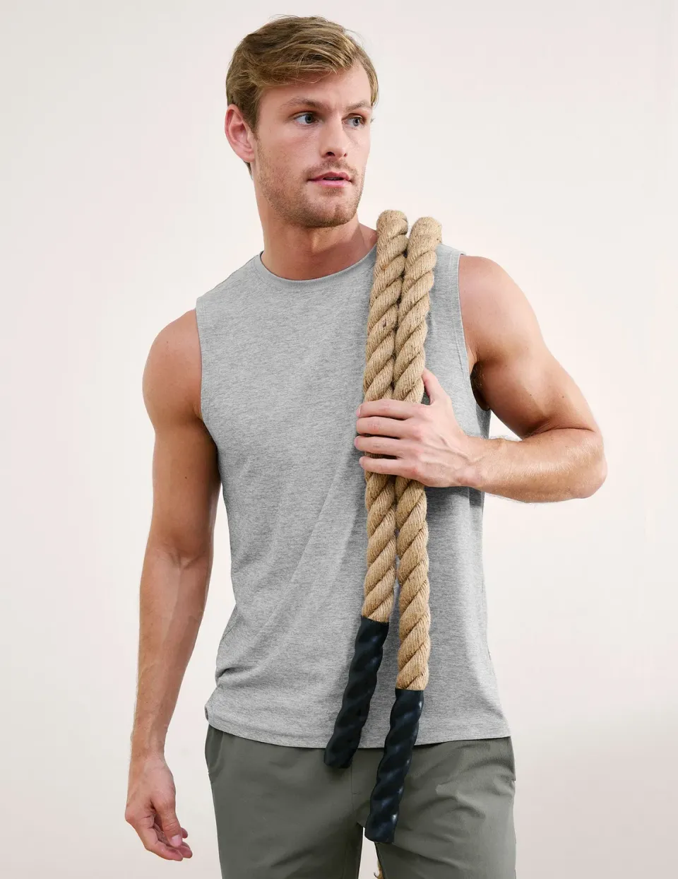 Beyond Yoga Always Beyond Muscle Tank 2.0 linne Silver Mist herr