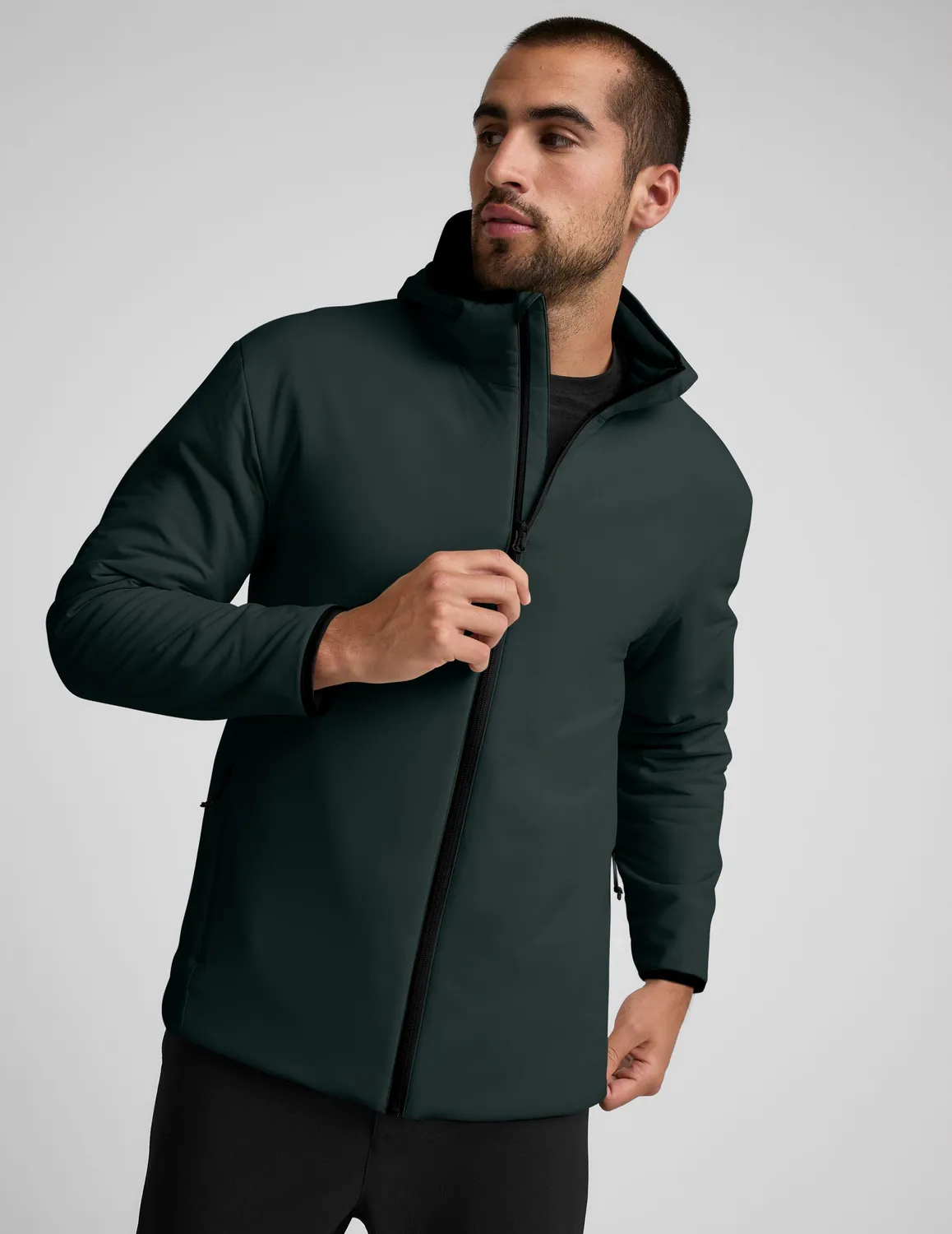 Beyond Yoga In Flight Insulated Men's Hooded Jacket jacka grön