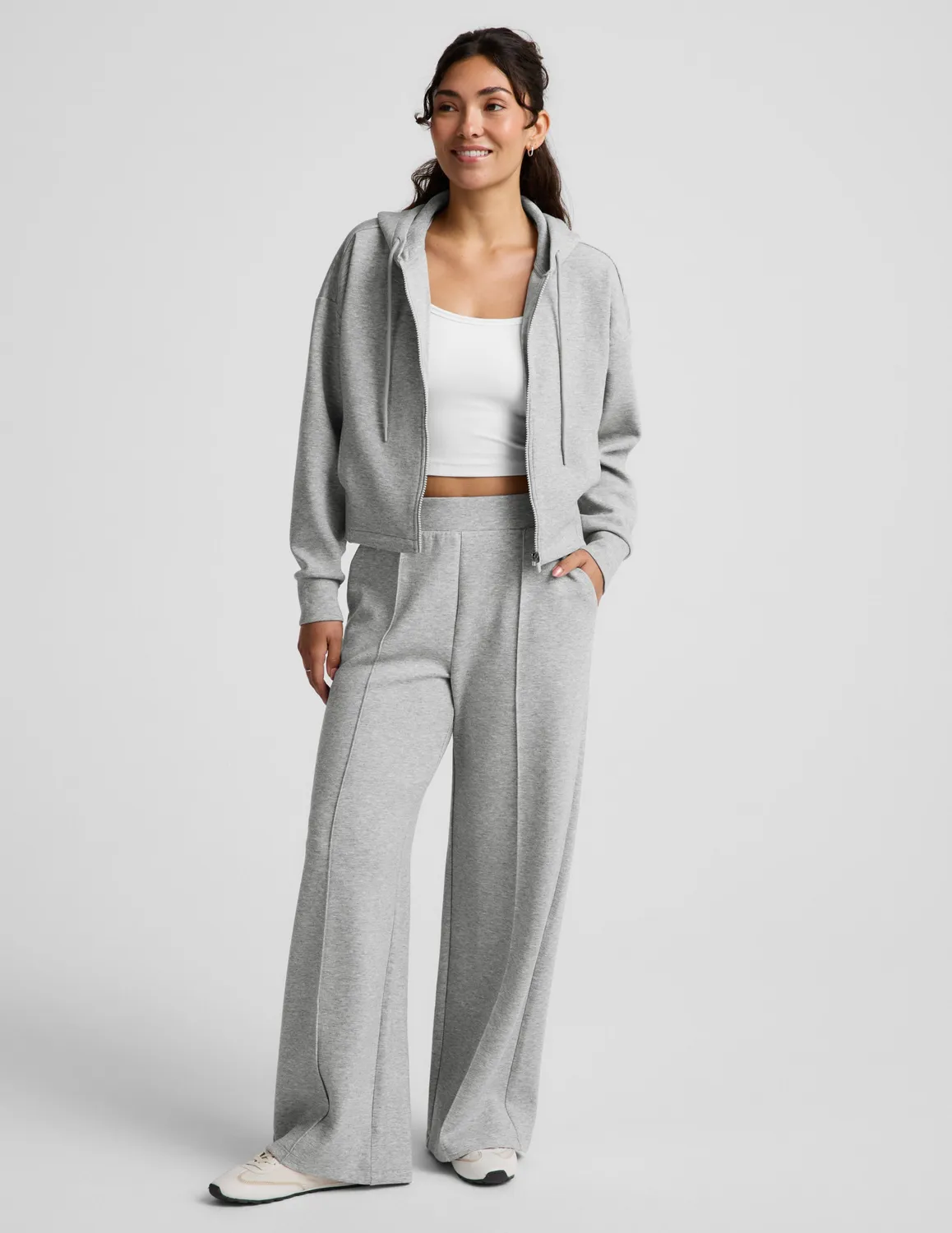 Beyond Yoga SoftSpring Full Zip Hooded Jacket jacka Heather Gray grå