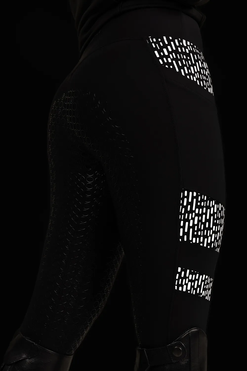 ZacZess Reflective ridleggings svart Full Grip hög midja