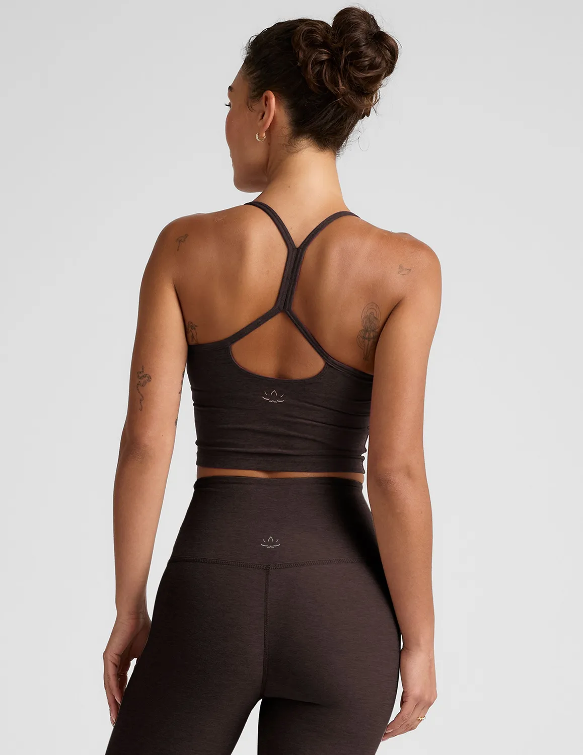 Beyond Yoga Spacedye Slim Racerback Cropped Tank linne Dark Chocolate