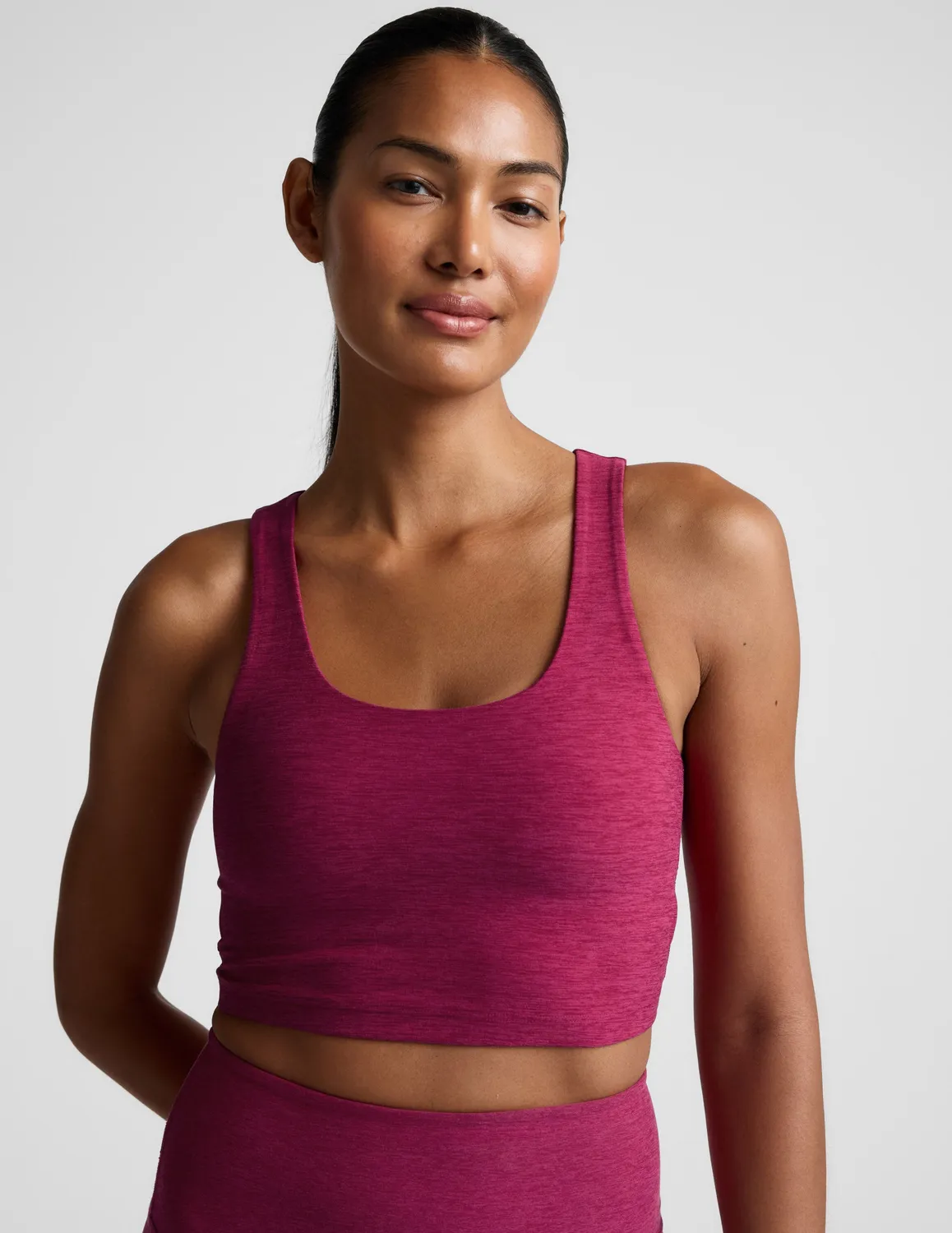 Beyond Yoga Spacedye Twister Cropped Tank croptop Sangria Heather bh