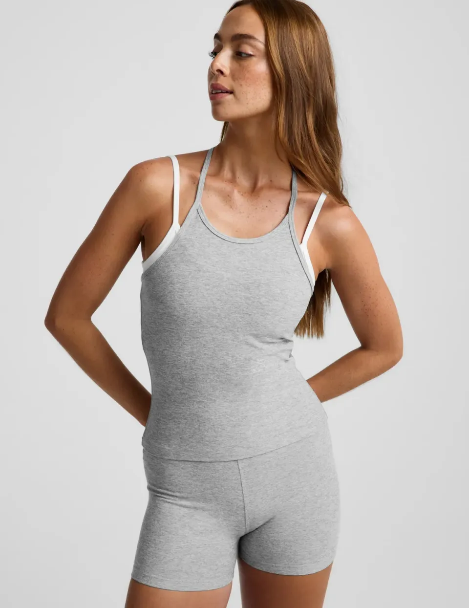 Beyond Yoga Spacedye Layered Tank linne grå med bh
