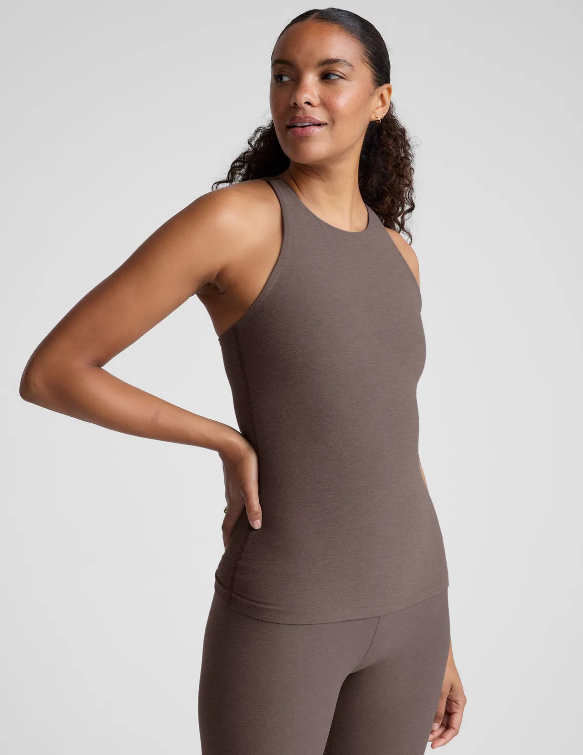 Beyond Yoga Spacedye Refocus Tank linne Woodland Heather med bh