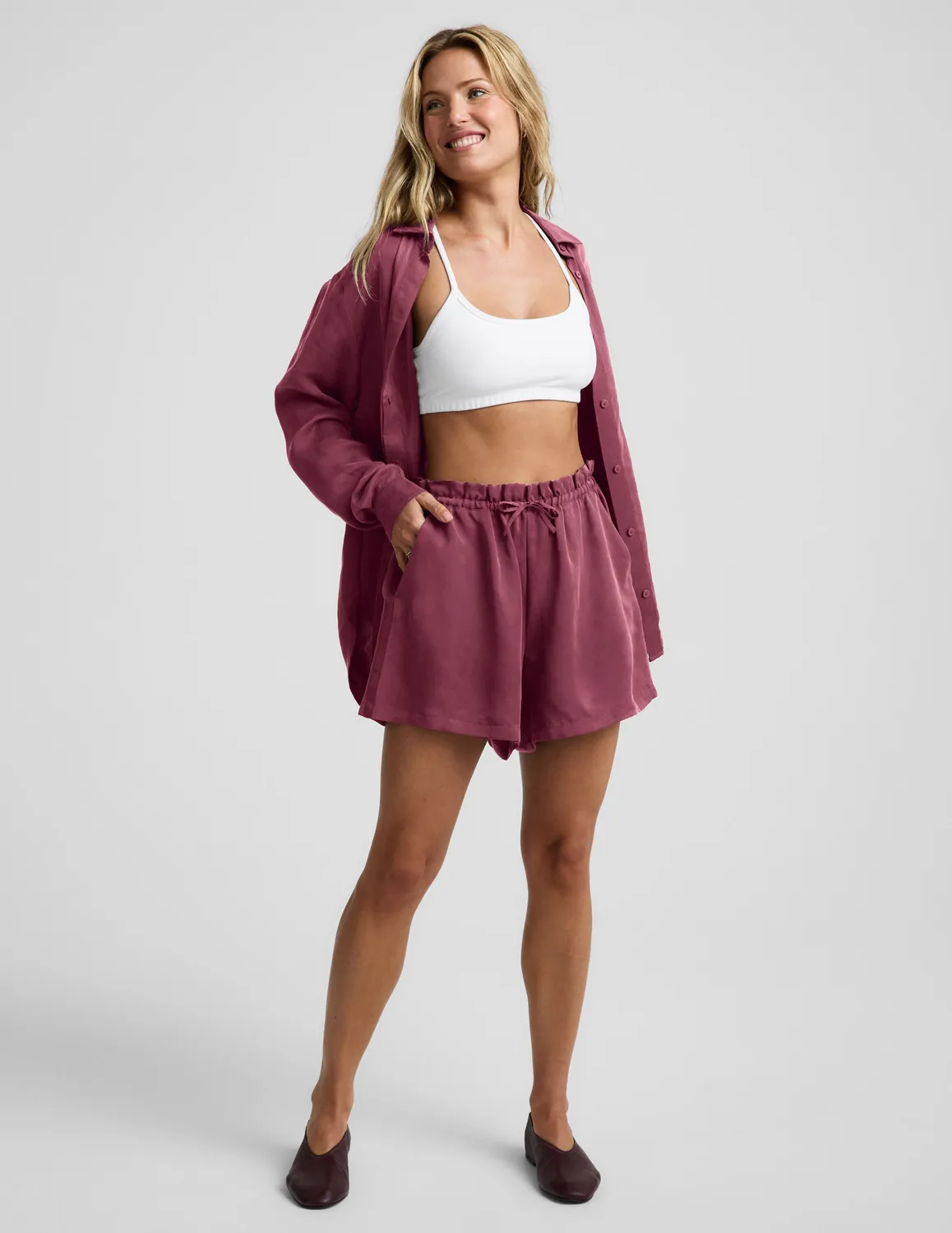 Beyond Yoga Sunkissed Cupro shorts lila 5 tum cupro