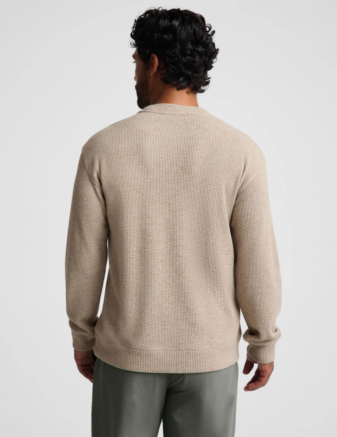 Beyond Yoga Rest Day Waffle Crewneck tröja Oatmeal Heather våffel