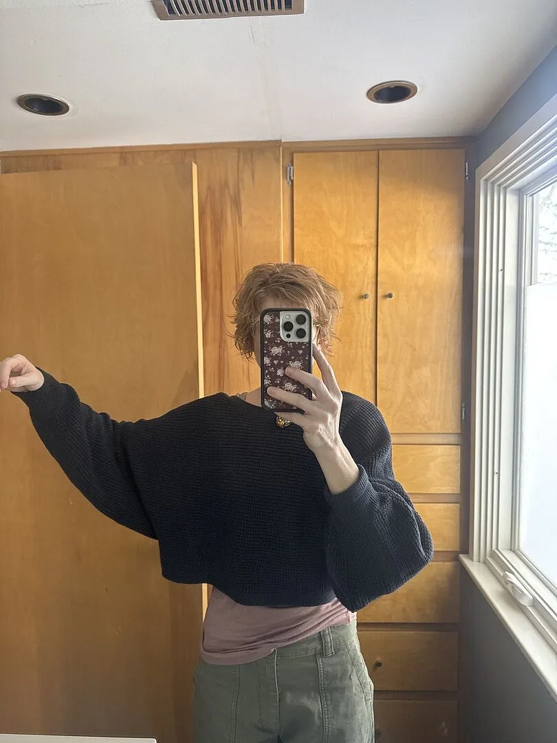Beyond Yoga Ready For Barre Cropped Sweater tröja Dove vit ull