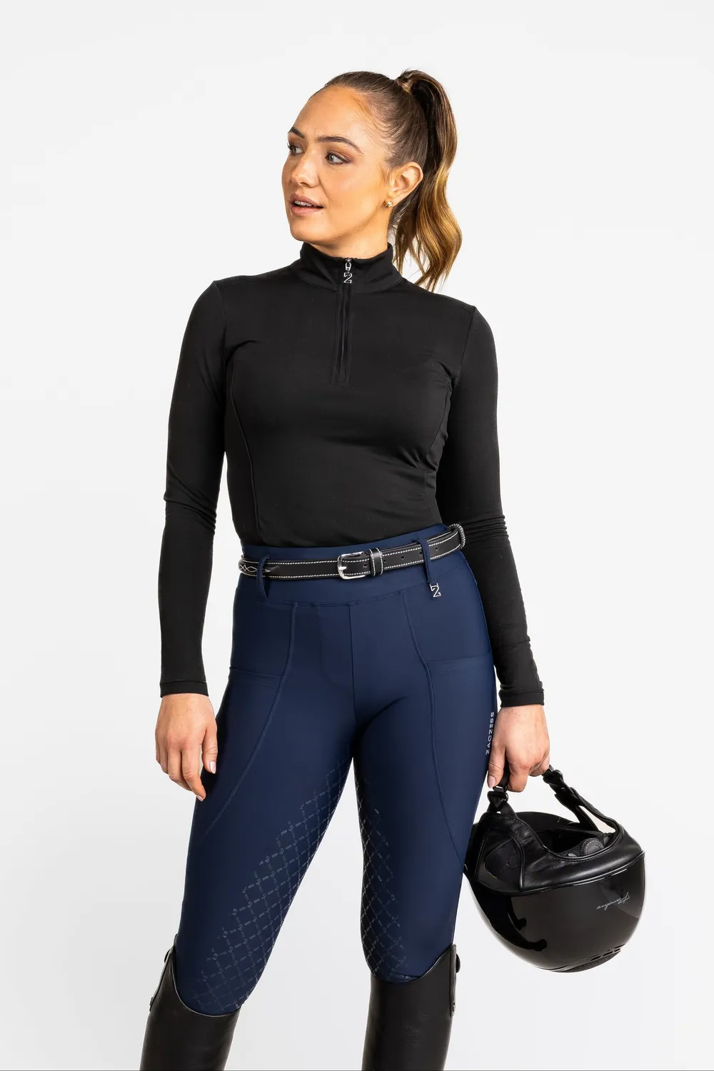 ZacZess London Hybrid ridleggings navy hög midja