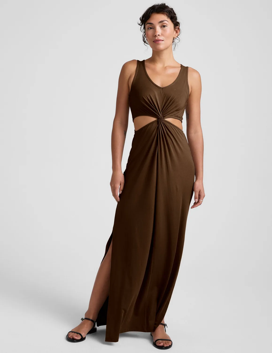 Beyond Yoga Around The World Front Twist Maxi klänning Espresso