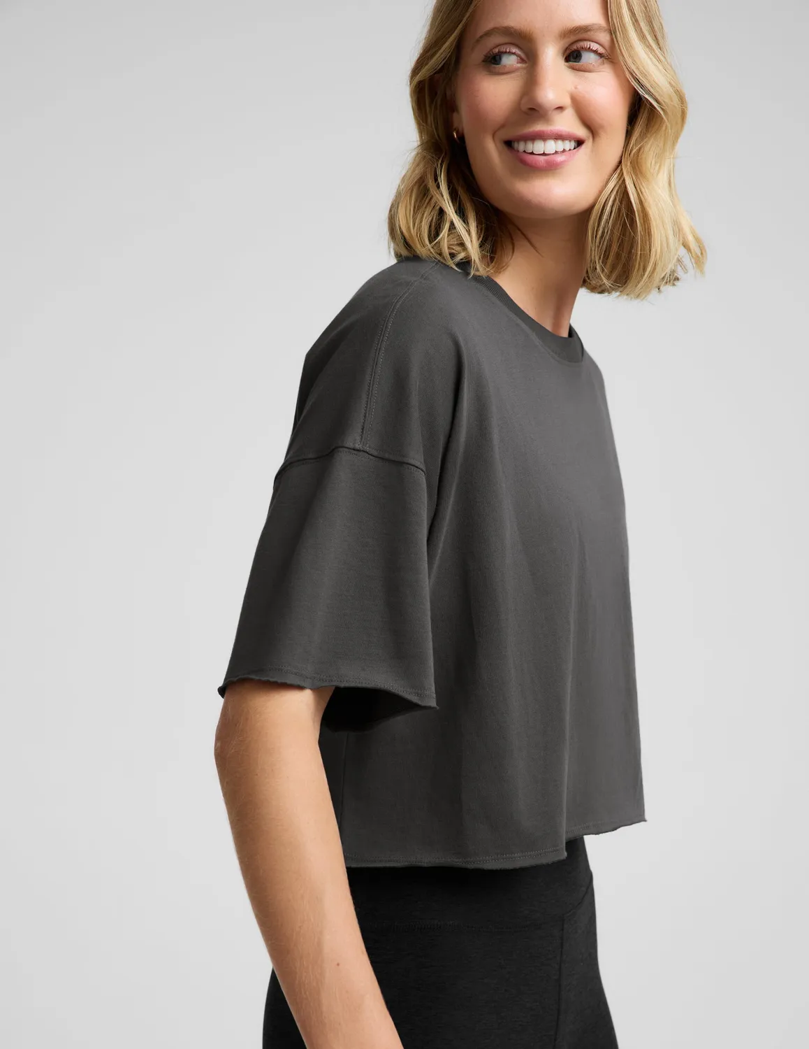 Beyond Yoga SoftKnit Better Than Ever Cropped t-shirt svart bomull