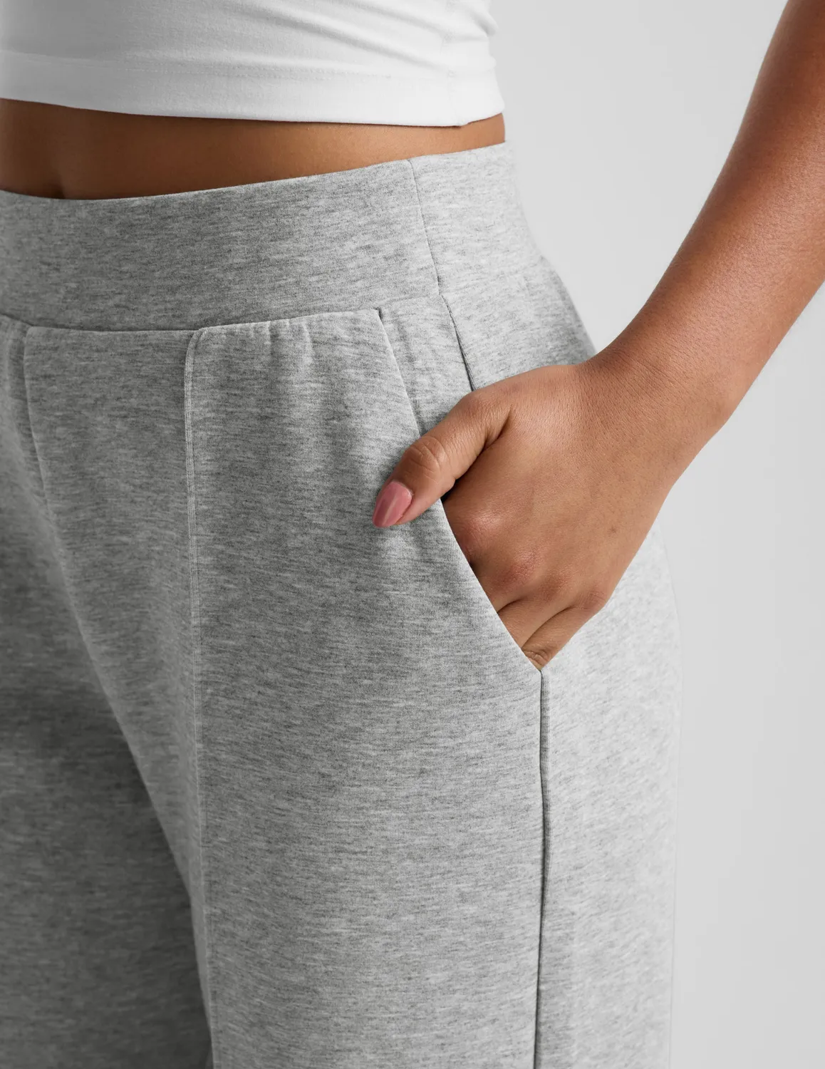 Beyond Yoga SoftSpring Wide Leg Pant 29 mjukisbyxor heather gray vida