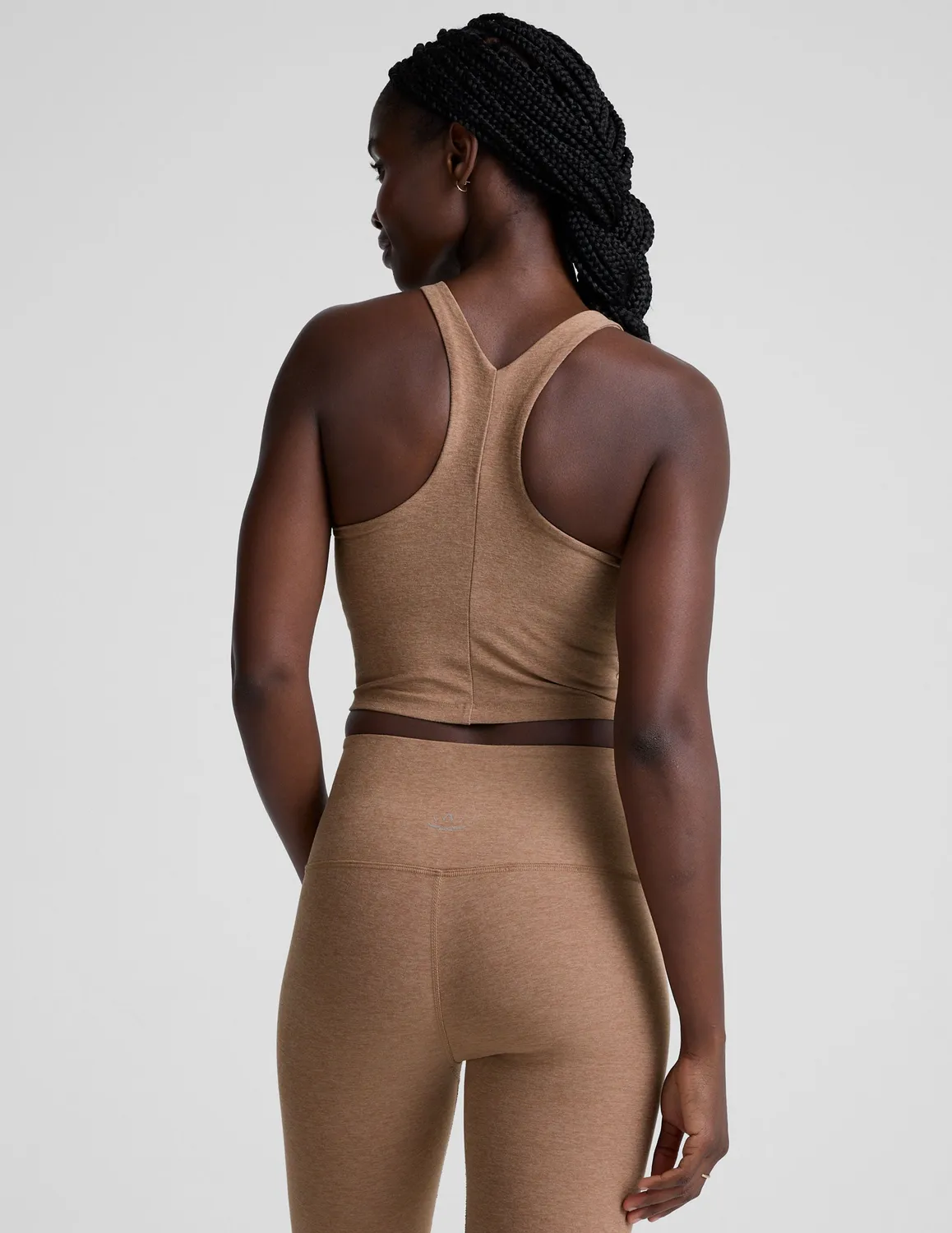 Beyond Yoga Spacedye Refocus Cropped Tank linne Desert Sand Heather med bh