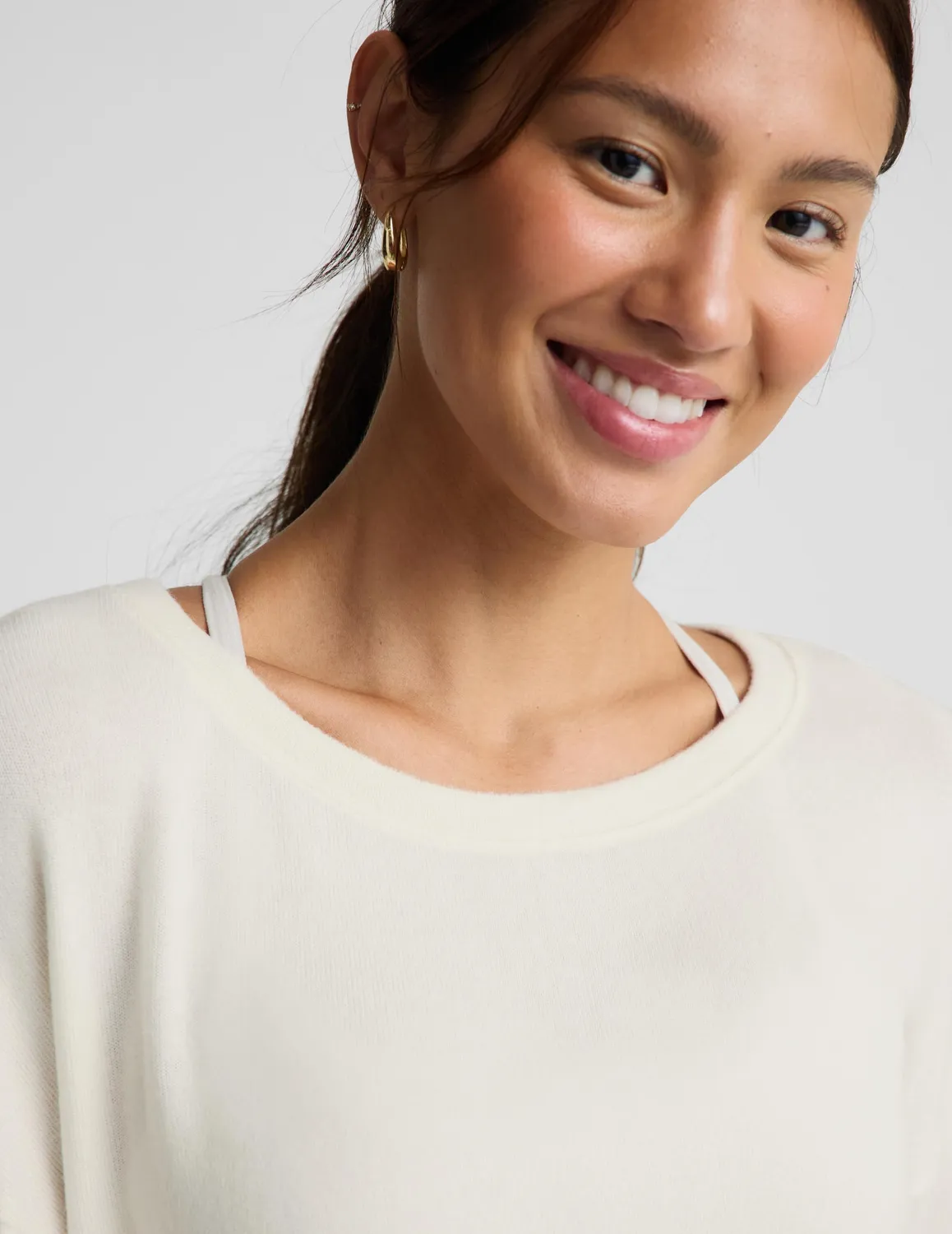 Beyond Yoga LuxeLayer Pullover tröja Sea Salt lös passform