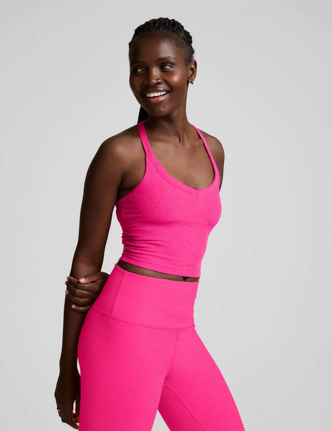 Beyond Yoga Spacedye On The Up Cropped Tank linne Pink Glow mjukt