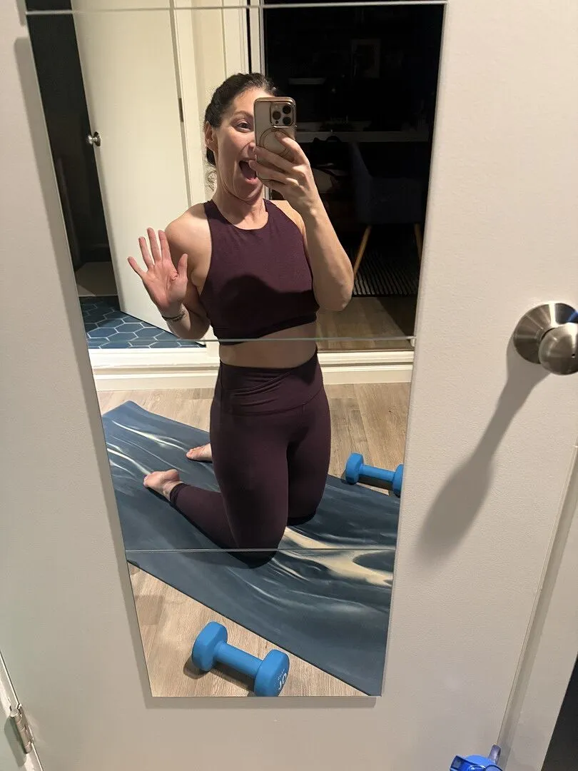 Beyond Yoga Spacedye Refocus Bra sportbh Eggplant lila hög hals