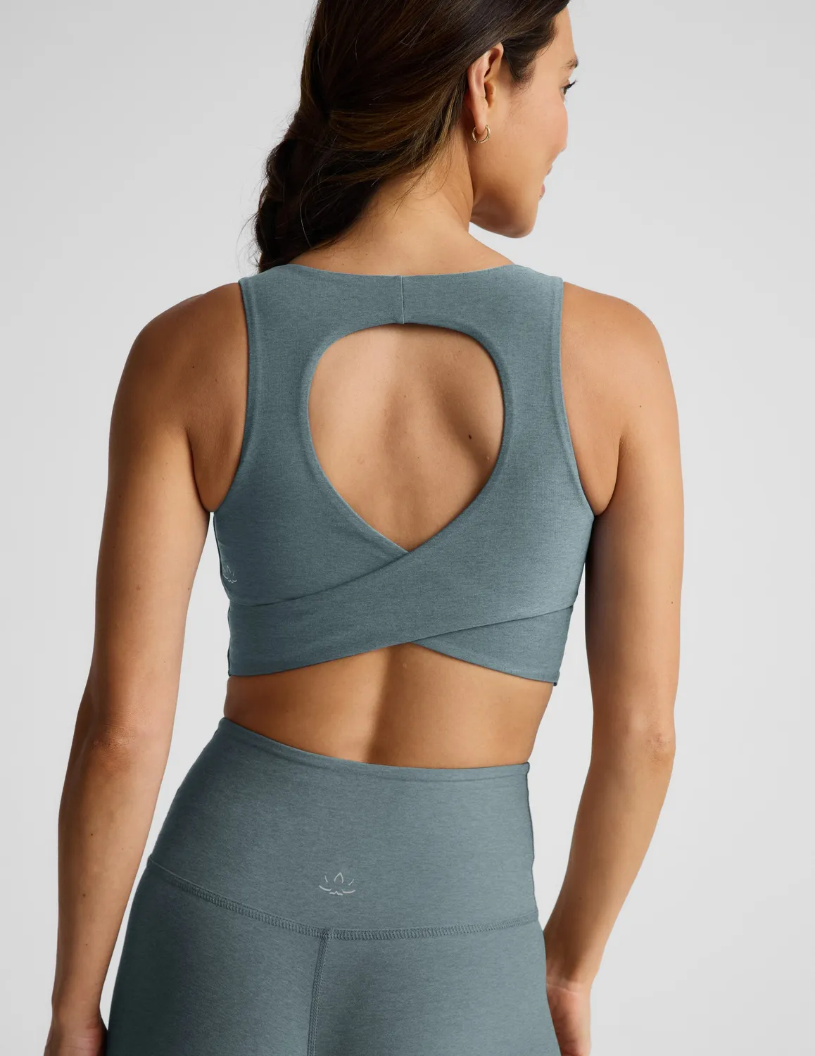 Beyond Yoga Spacedye Twister Cropped Tank linne Storm Heather bh