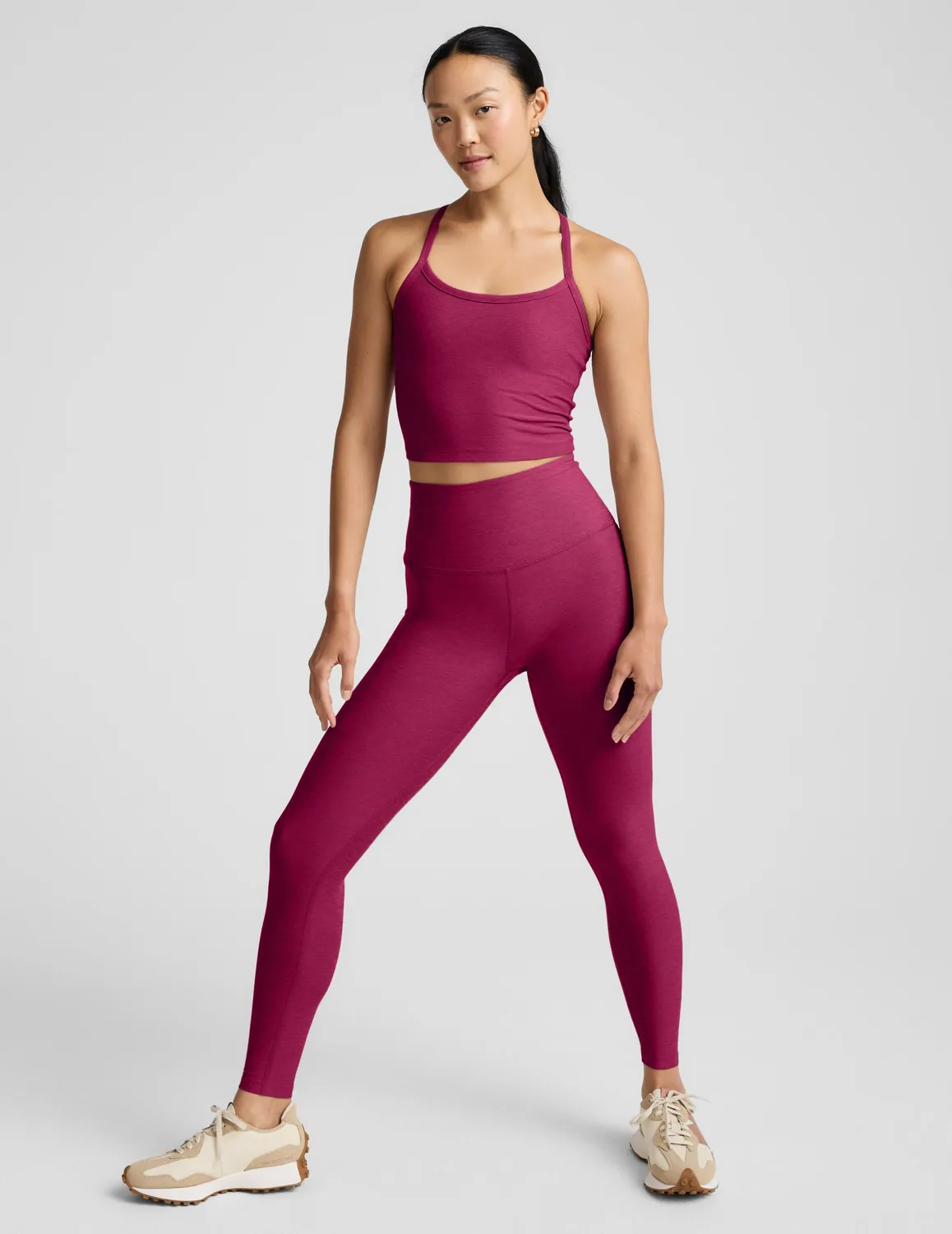 Beyond Yoga Spacedye Slim Racerback Cropped Tank topp Sangria Heather