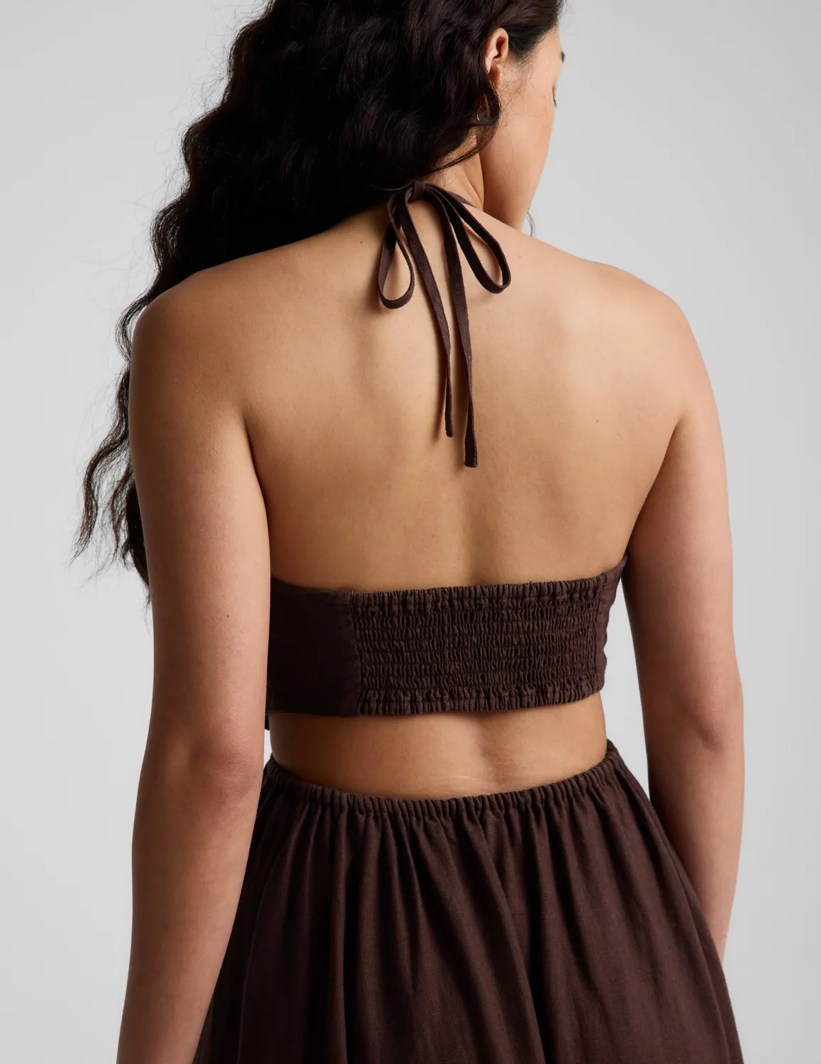 Beyond Yoga SoftWash Linen Halter maxiklänning ljusbrun