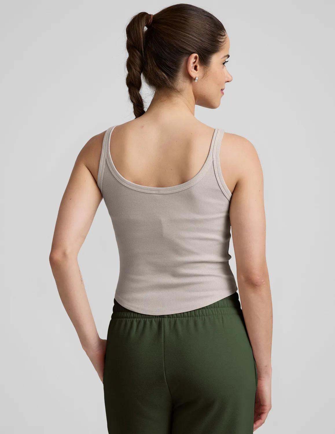 Beyond Yoga Rib Classic Tank linne Oat tight med inbyggd bh