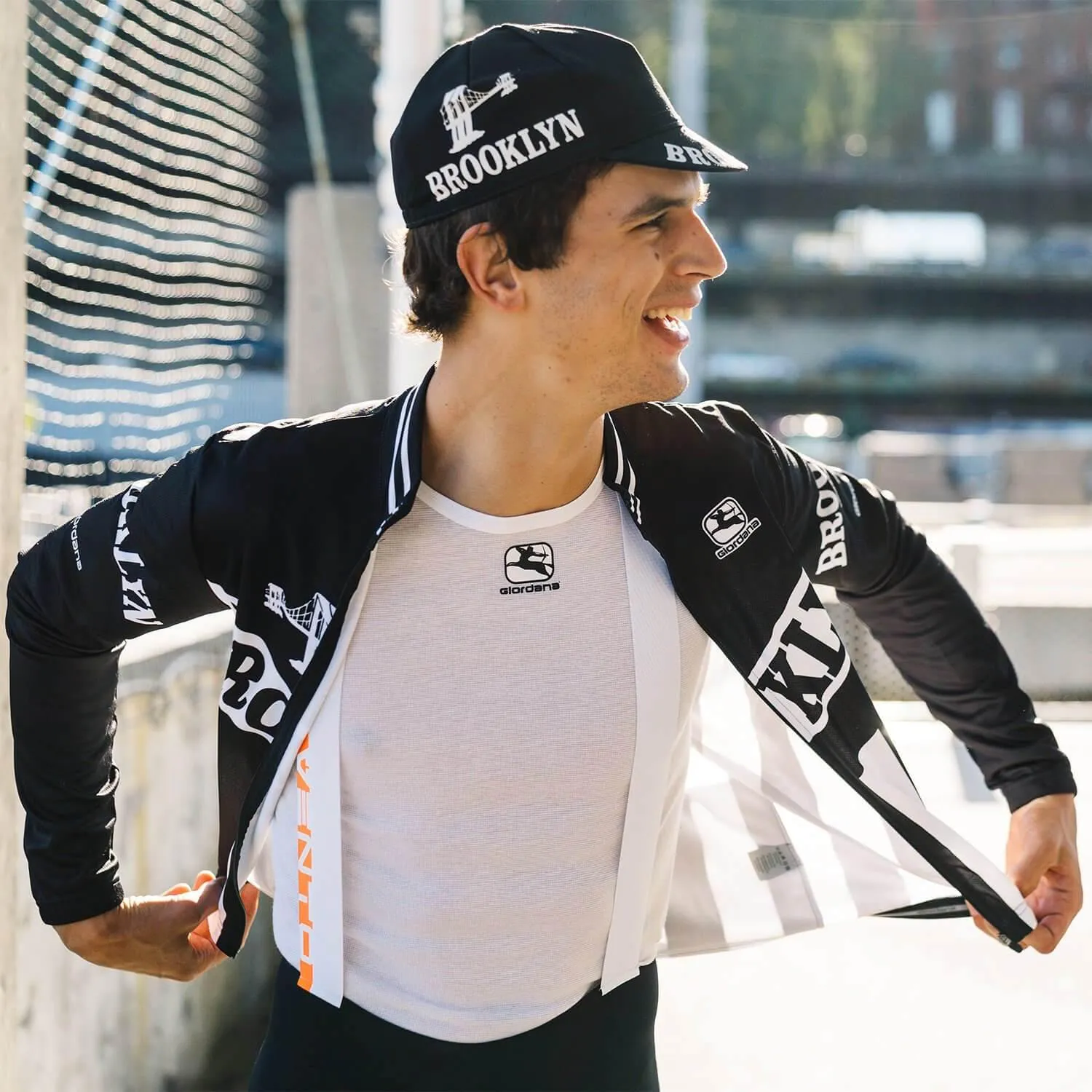 Giordana Brooklyn långärmad cykeltröja blå borstad