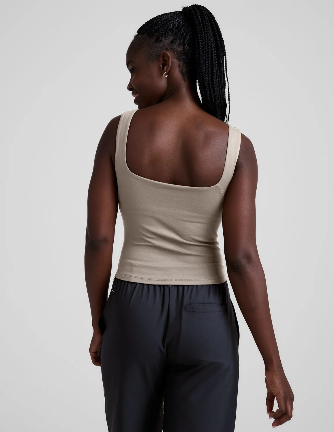Beyond Yoga Eclipse Open Back Tank linne Oat öppen rygg