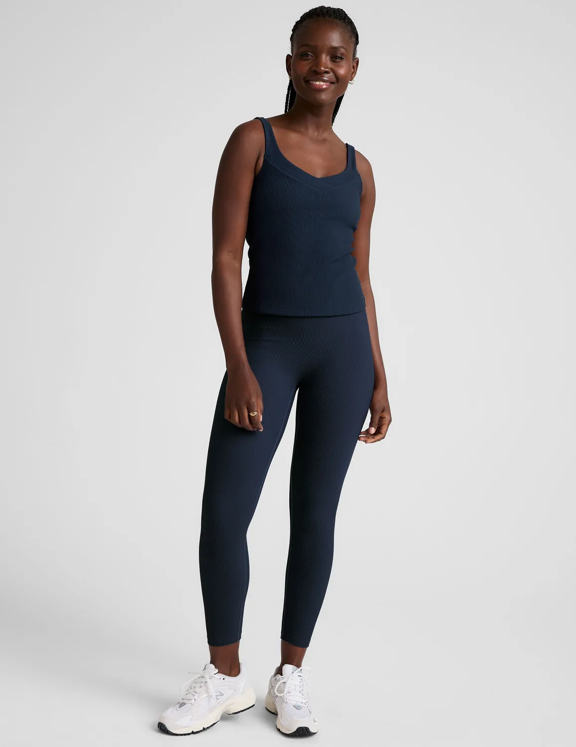 Beyond Yoga Impulse Ribbed Classic Tank träningstopp Nocturnal Navy ribbad