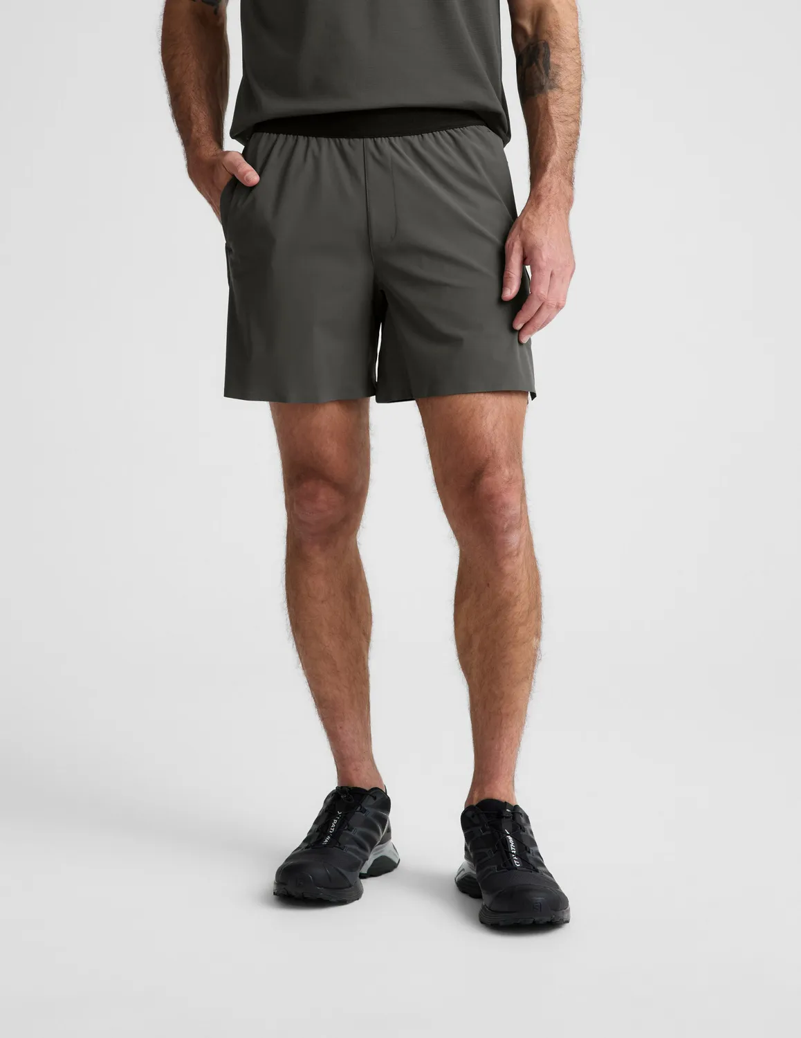 Beyond Yoga WarpLite Range Lined Short 6" shorts Slate Green